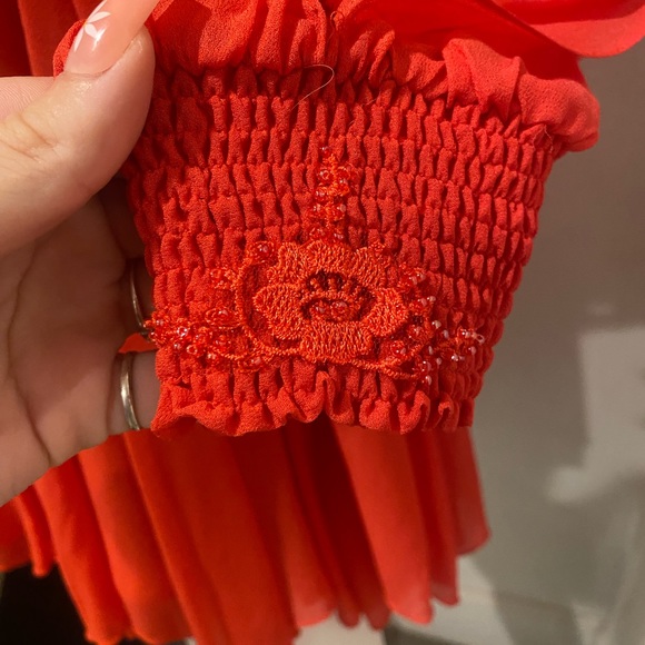 Free people Tatiana red beaded swing dress size 4 - Picture 5 of 17